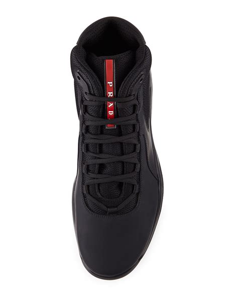 prada americas cup black high top men's sneakers|prada americas cup farfetch.